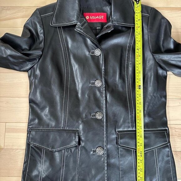 Vintage Nuage Black Leather Jacket – Contrast Stitching – Size S - Picture 6 of 8